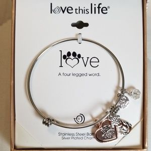 Love This Life Dog Silver Bracelet Charms